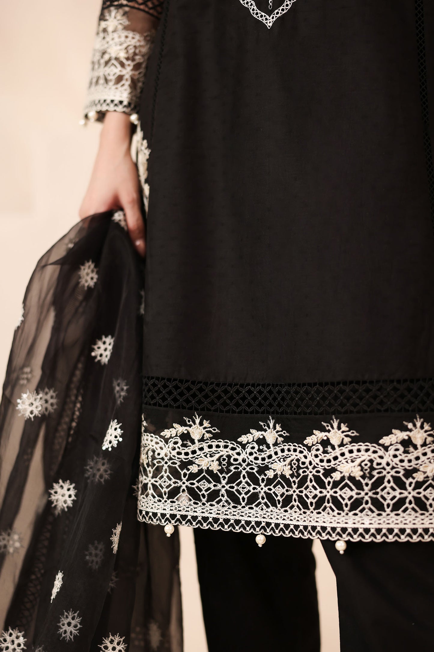 3 Piece Embroidered Dobby Suit