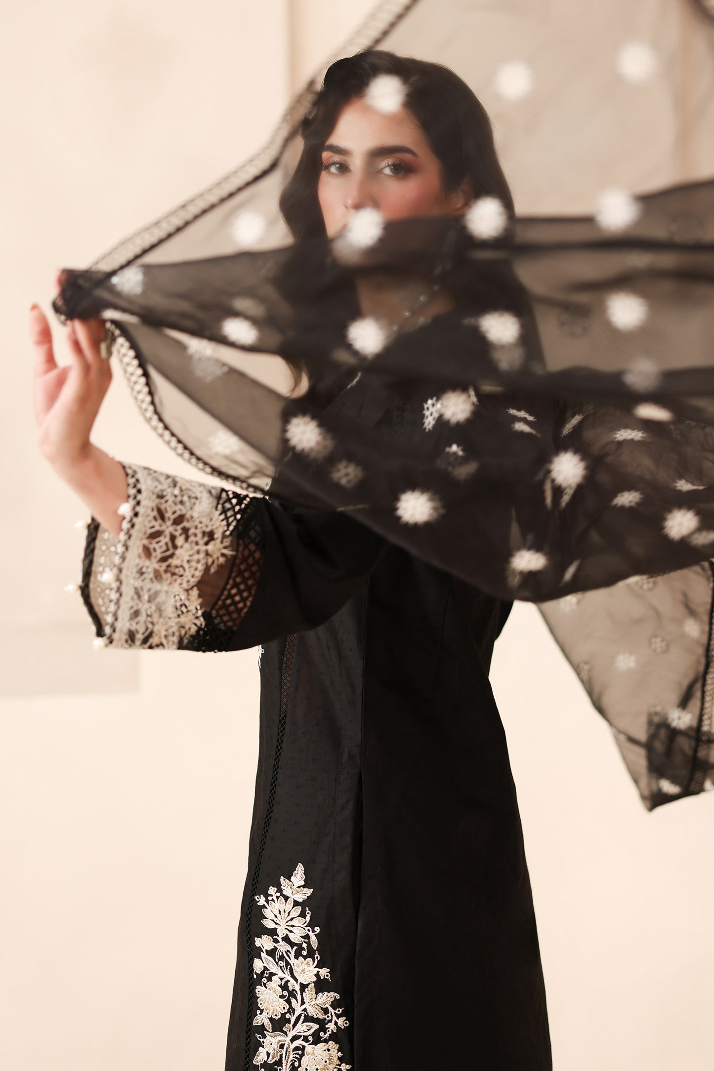 3 Piece Embroidered Dobby Suit