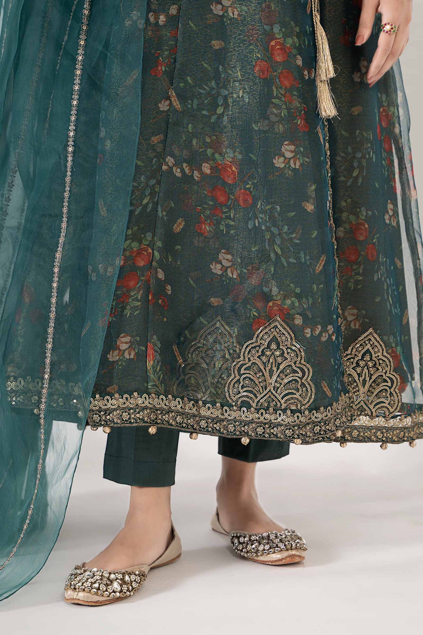 3 Piece Printed Polyester Cotton Suit