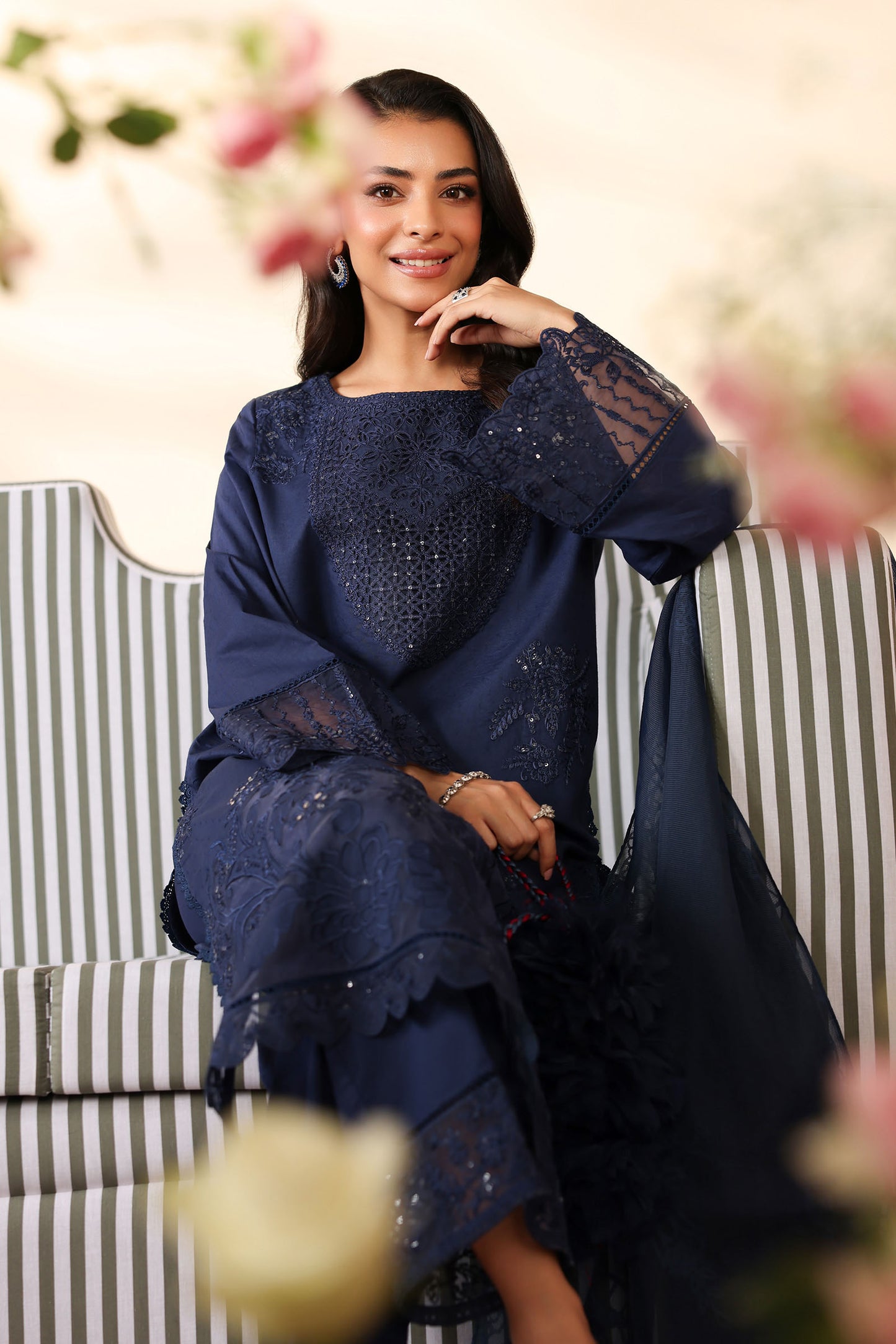 3 Piece Embroidered Dobby Suit