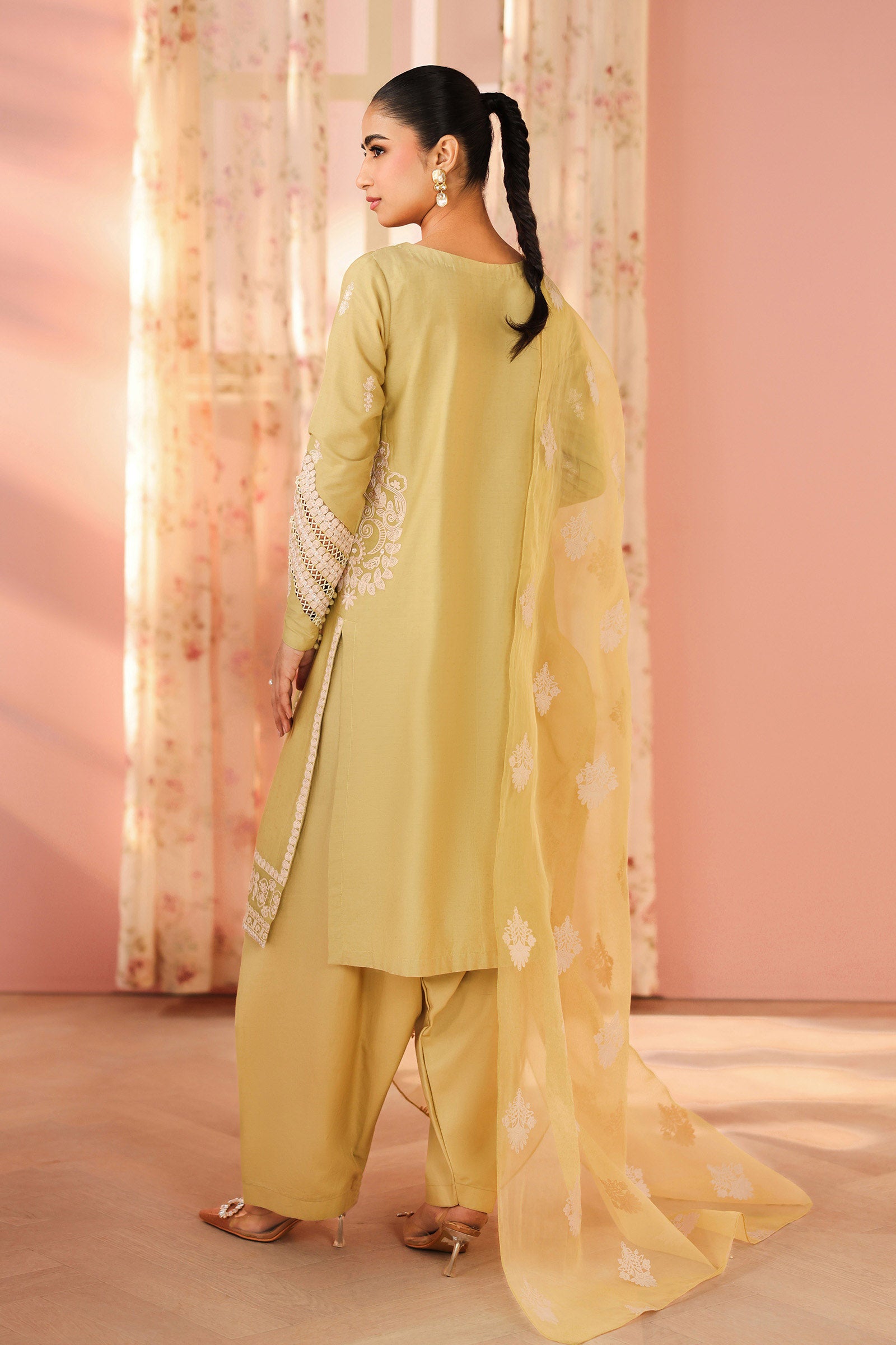 3 Piece Embroidered Dobby Suit