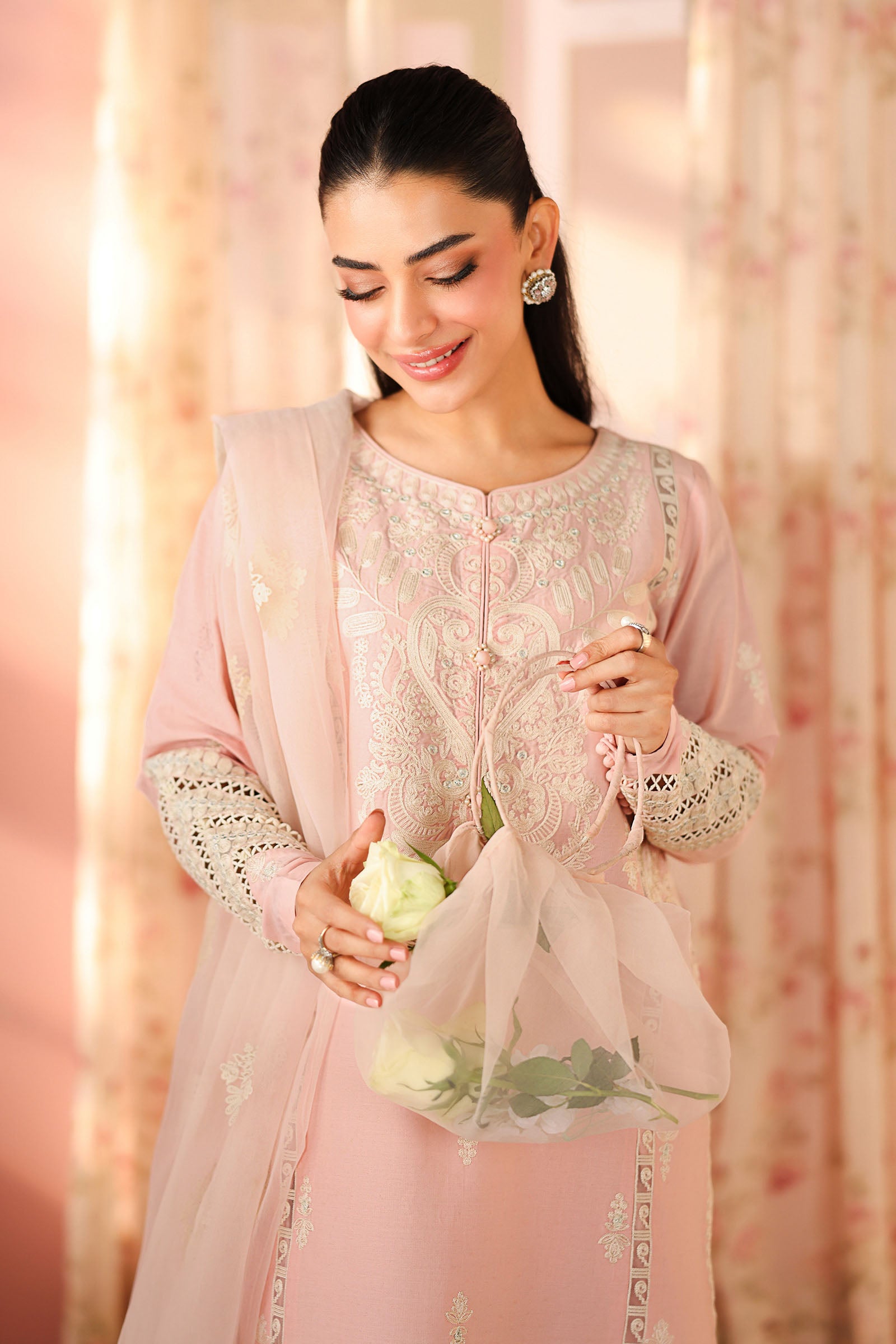 3 Piece Embroidered Dobby Suit