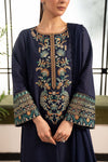 3 Piece Embroidered Raw Silk Suit