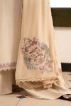3 Piece Embroidered Raw Silk Suit