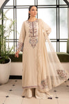 3 Piece Embroidered Raw Silk Suit