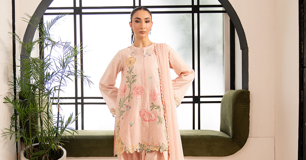 3 Piece Embroidered Dobby Lawn Suit