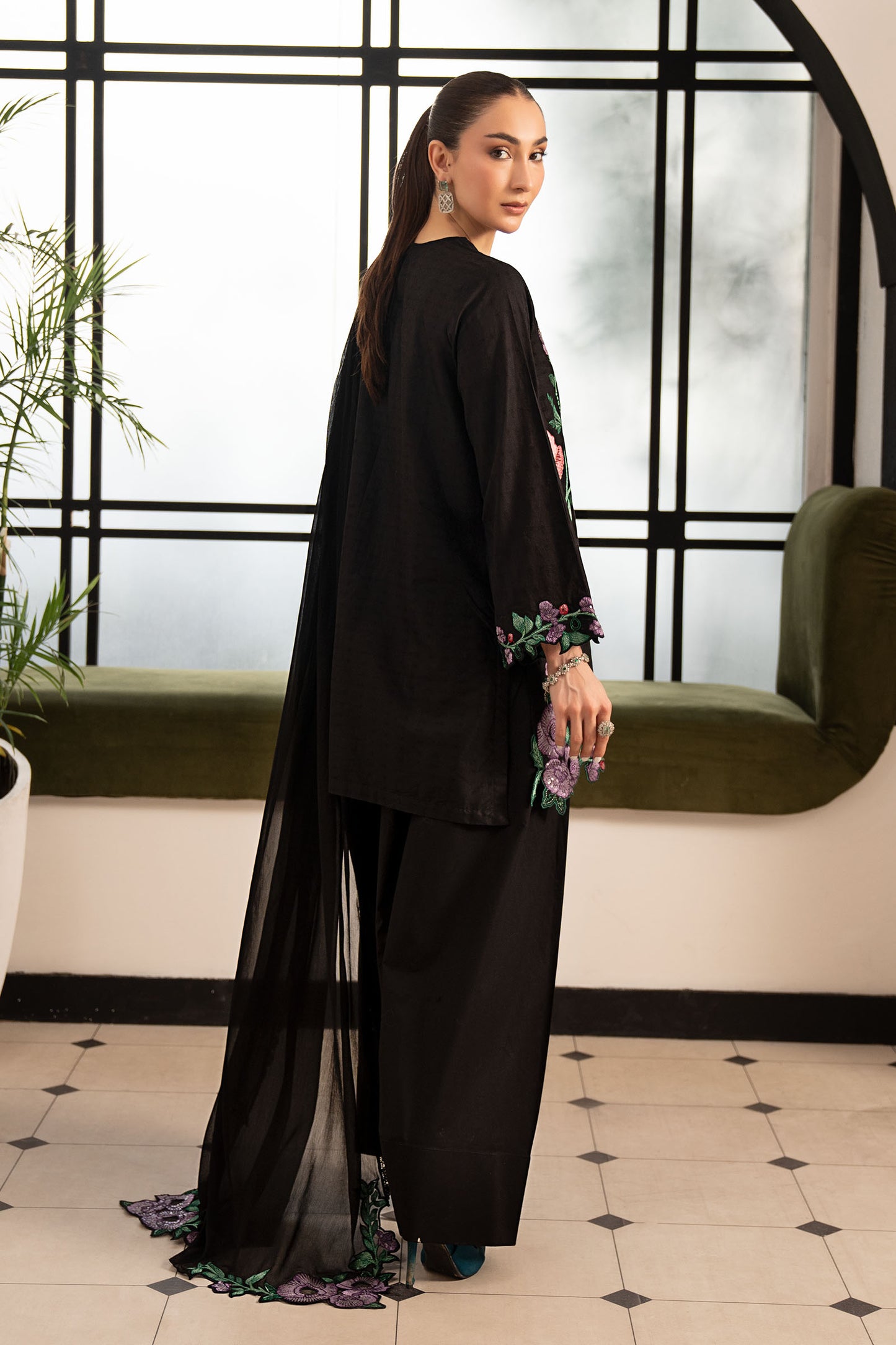 3 Piece Embroidered Dobby Lawn Suit