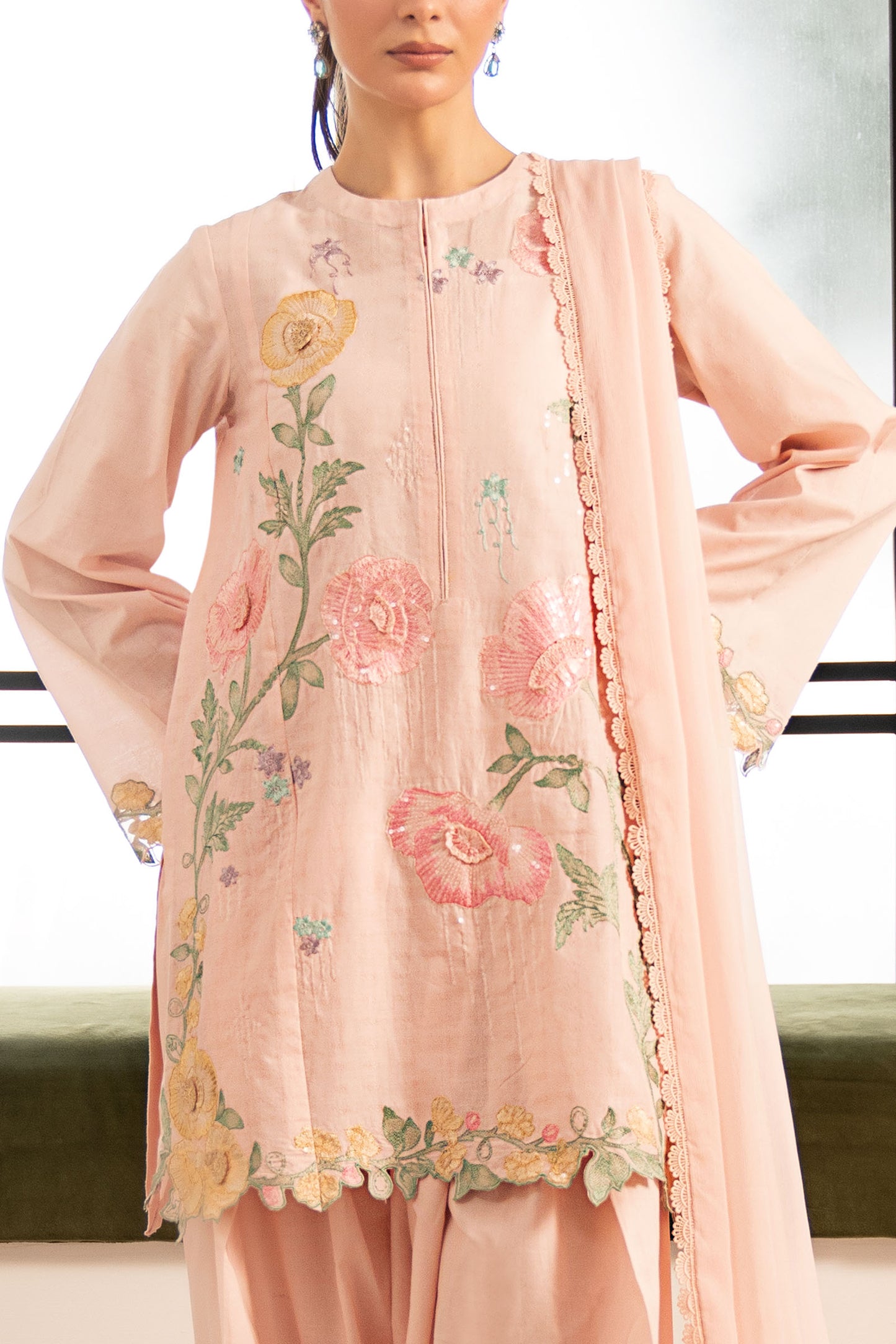 3 Piece Embroidered Dobby Lawn Suit