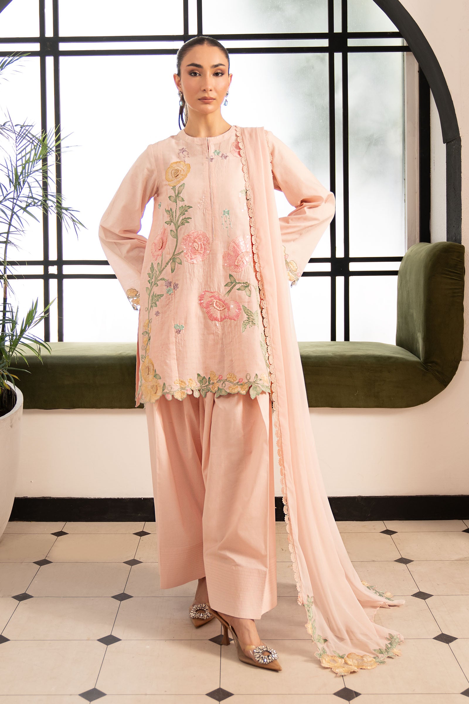 3 Piece Embroidered Dobby Lawn Suit