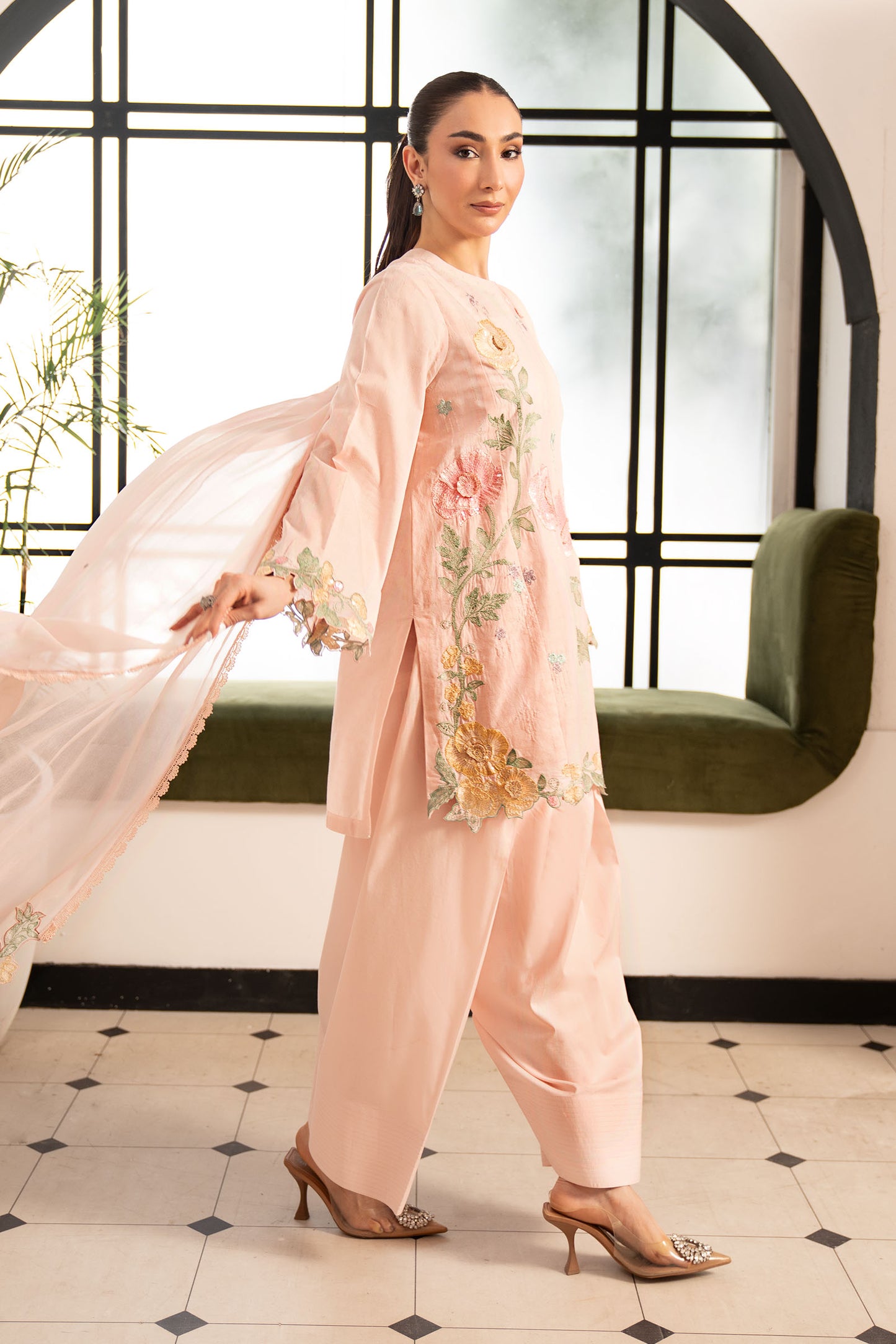 3 Piece Embroidered Dobby Lawn Suit