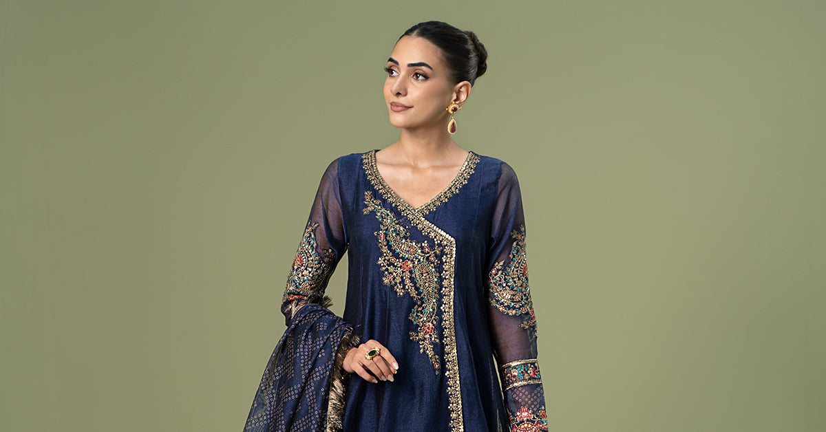 3 Piece Embroidered Paper Cotton Suit