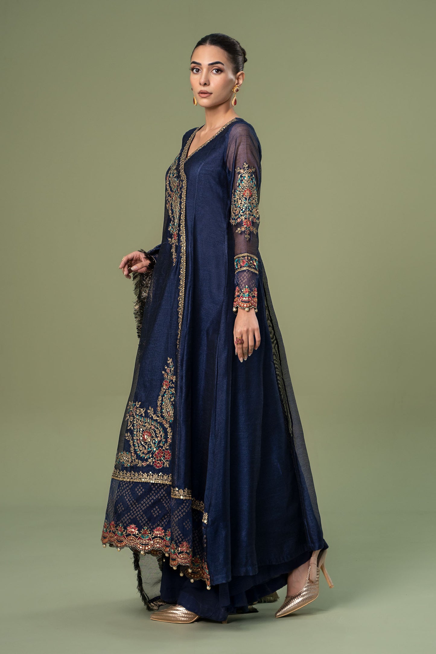 3 Piece Embroidered Paper Cotton Suit