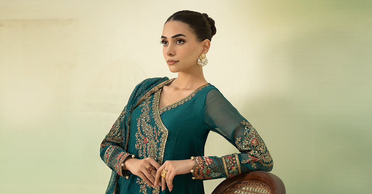 3 Piece Embroidered Paper Cotton Suit