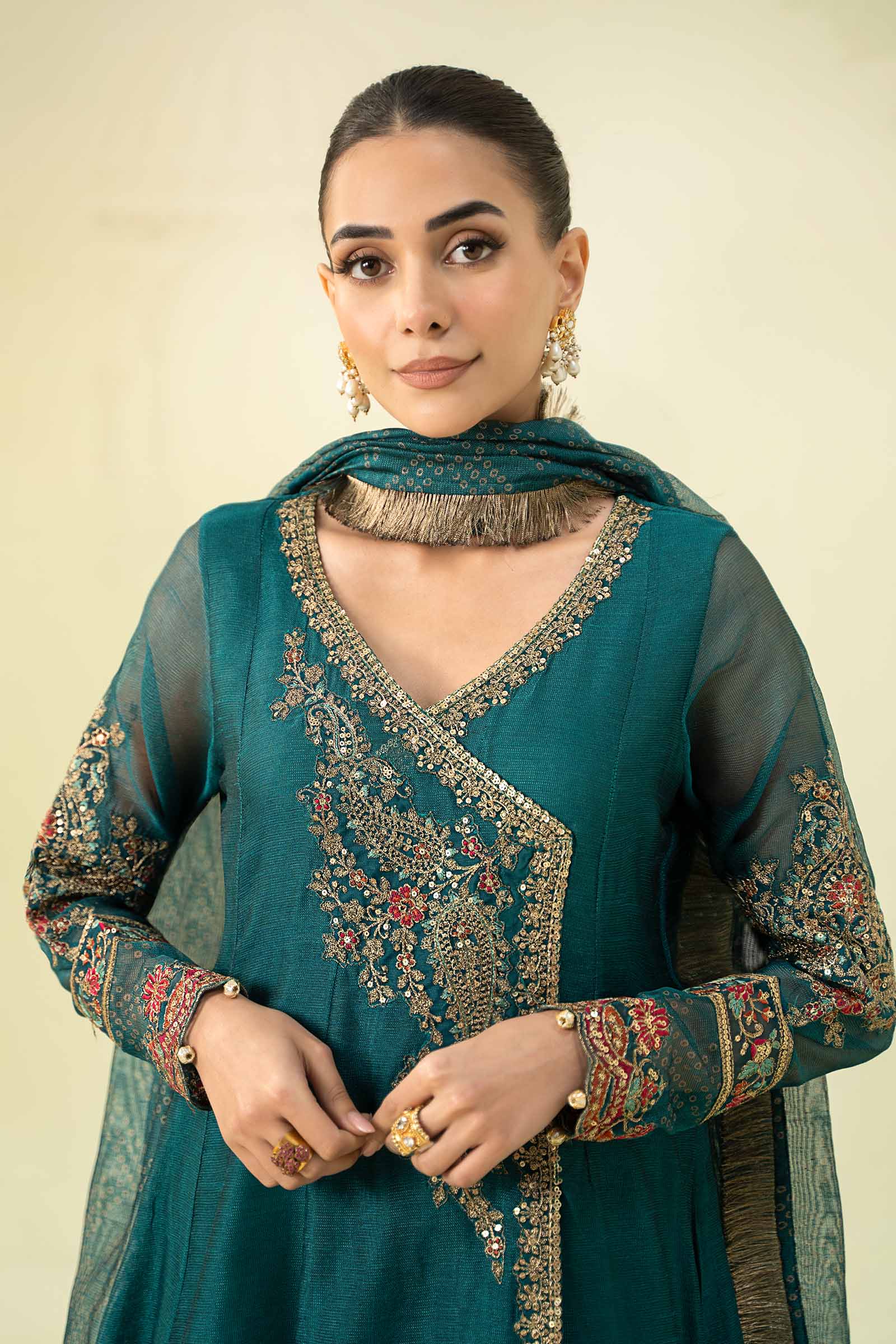 3 Piece Embroidered Paper Cotton Suit