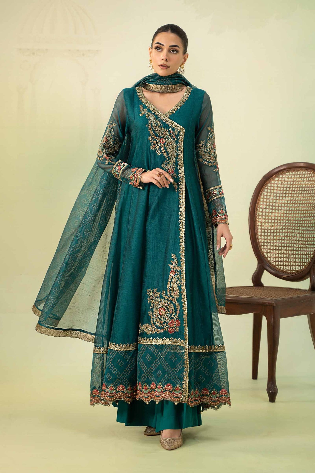 3 Piece Embroidered Paper Cotton Suit