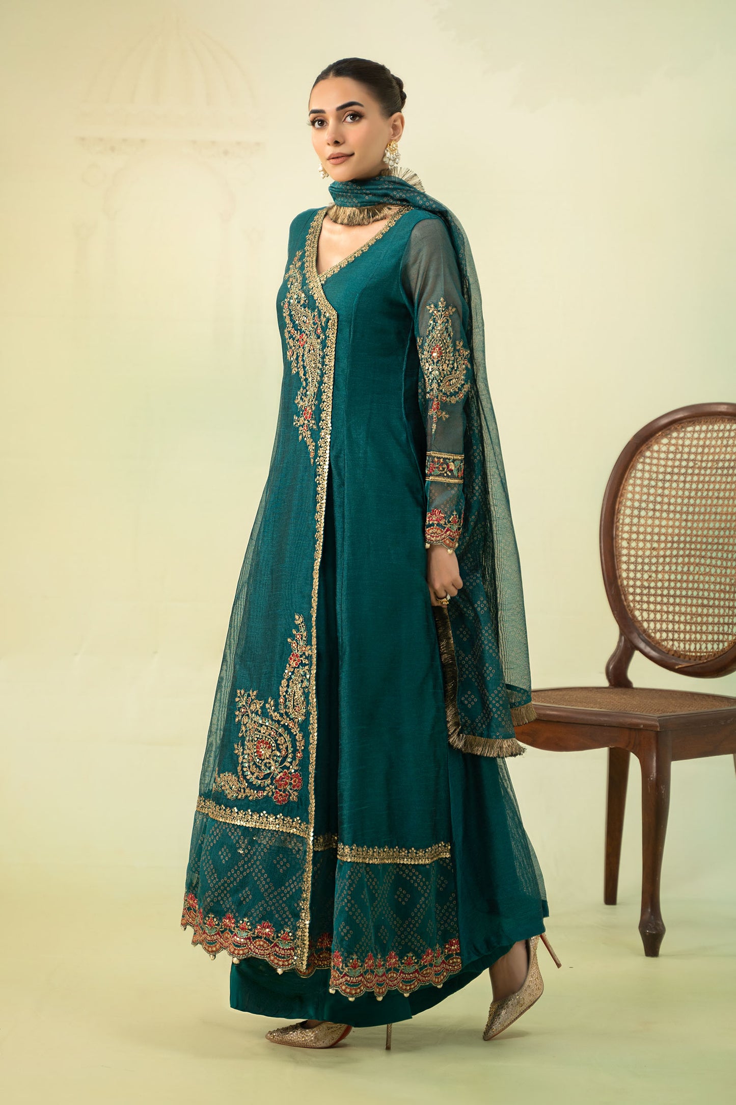 3 Piece Embroidered Paper Cotton Suit