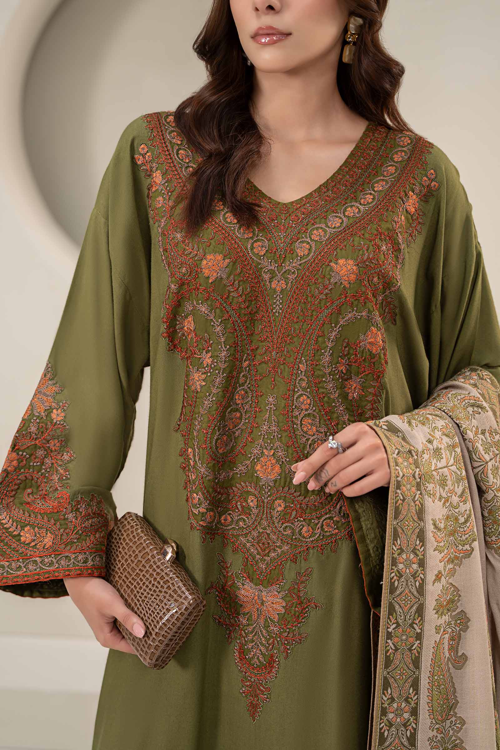 3 Piece Embroidered Linen Suit