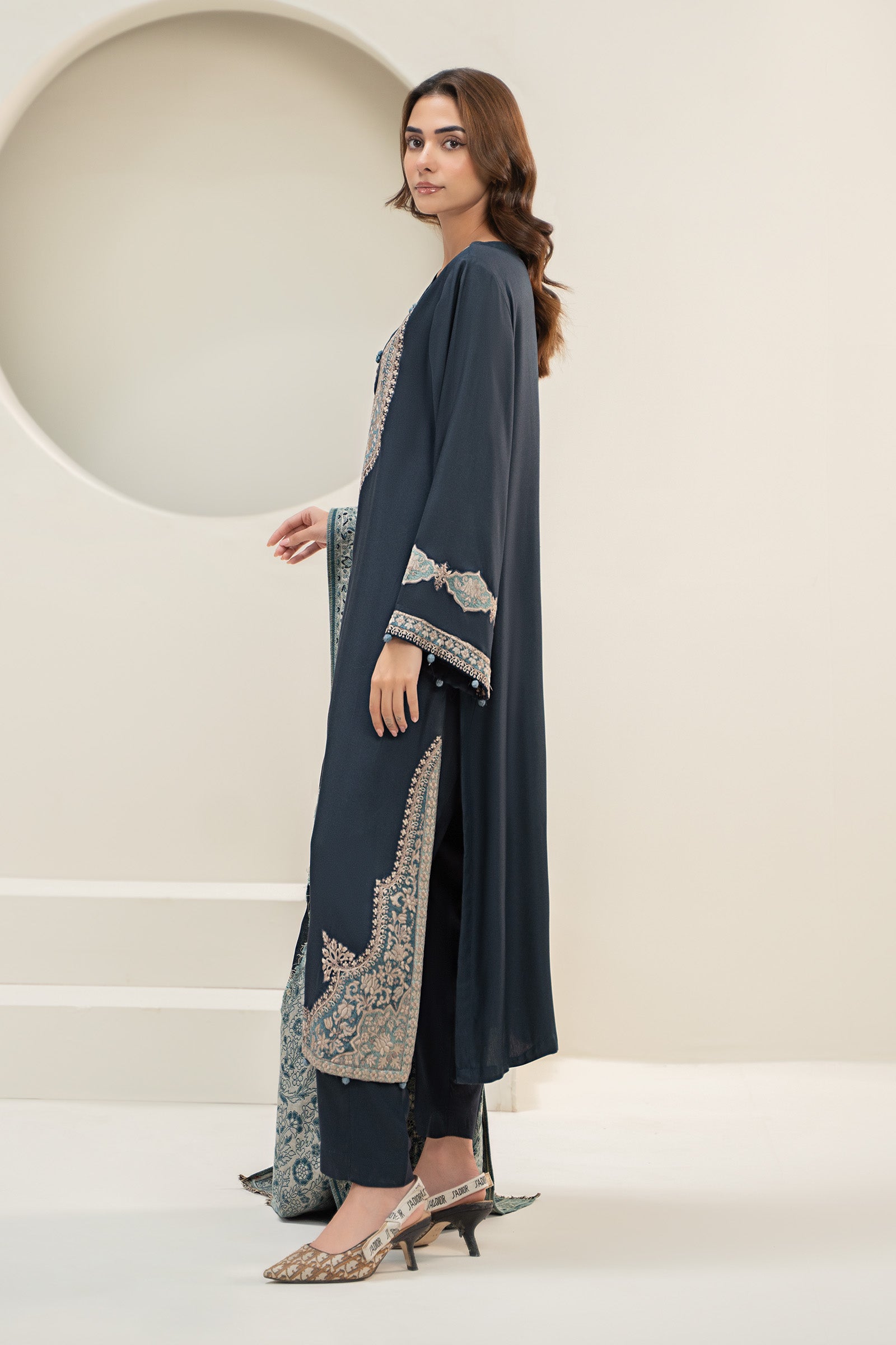 3 Piece Embroidered Linen Suit