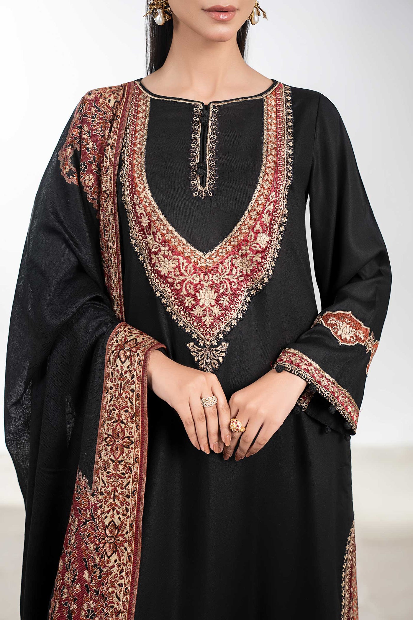 3 Piece Embroidered Linen Suit