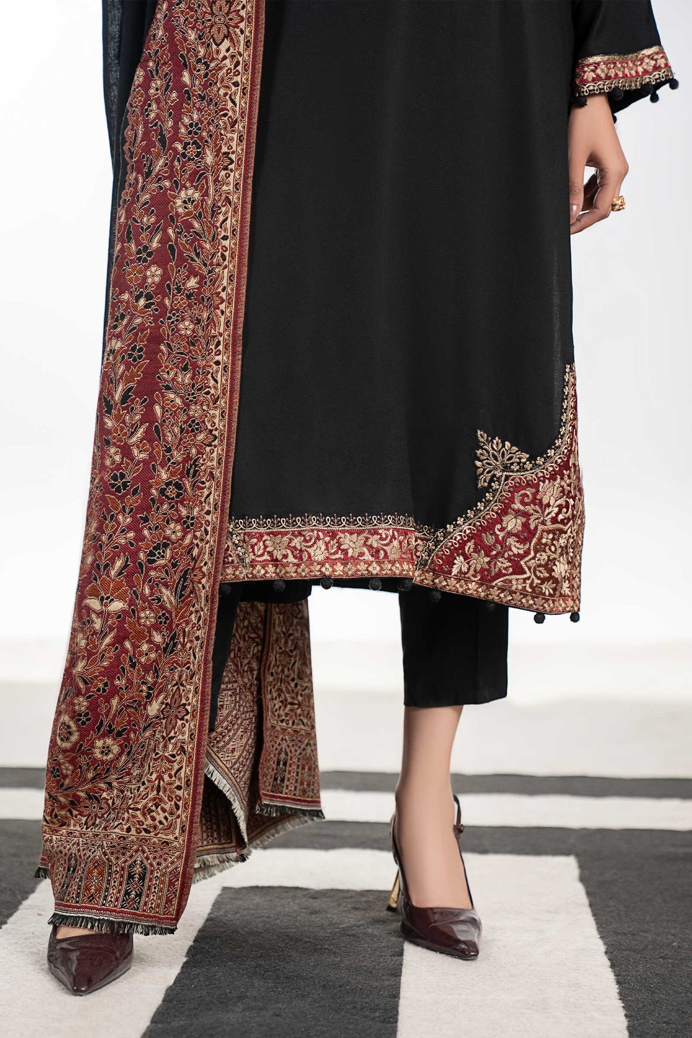 3 Piece Embroidered Linen Suit