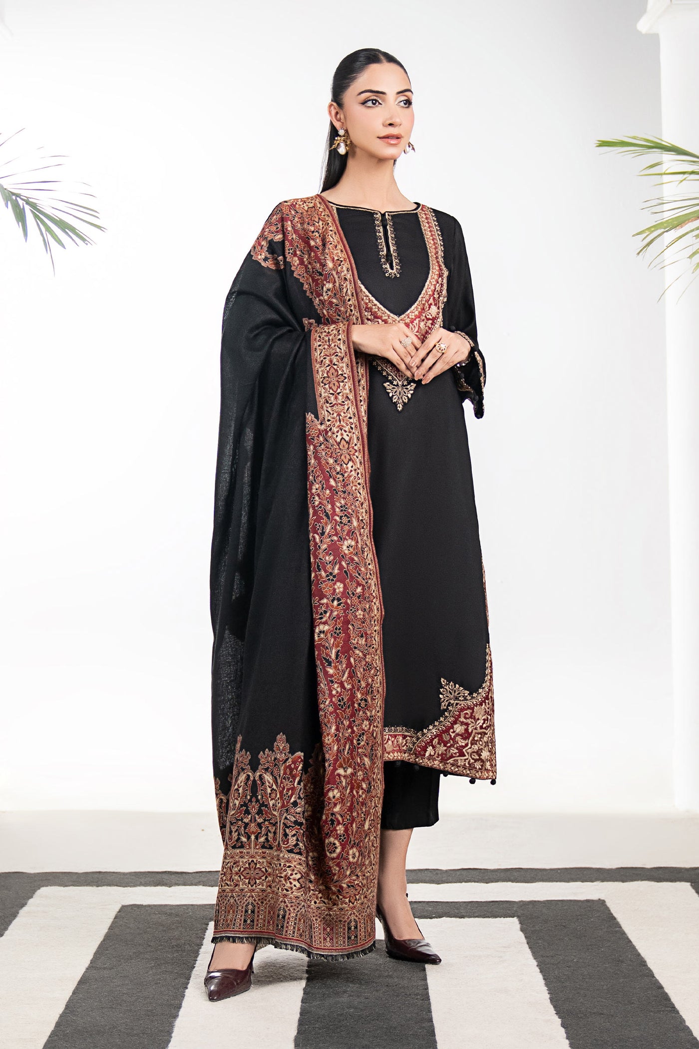 3 Piece Embroidered Linen Suit
