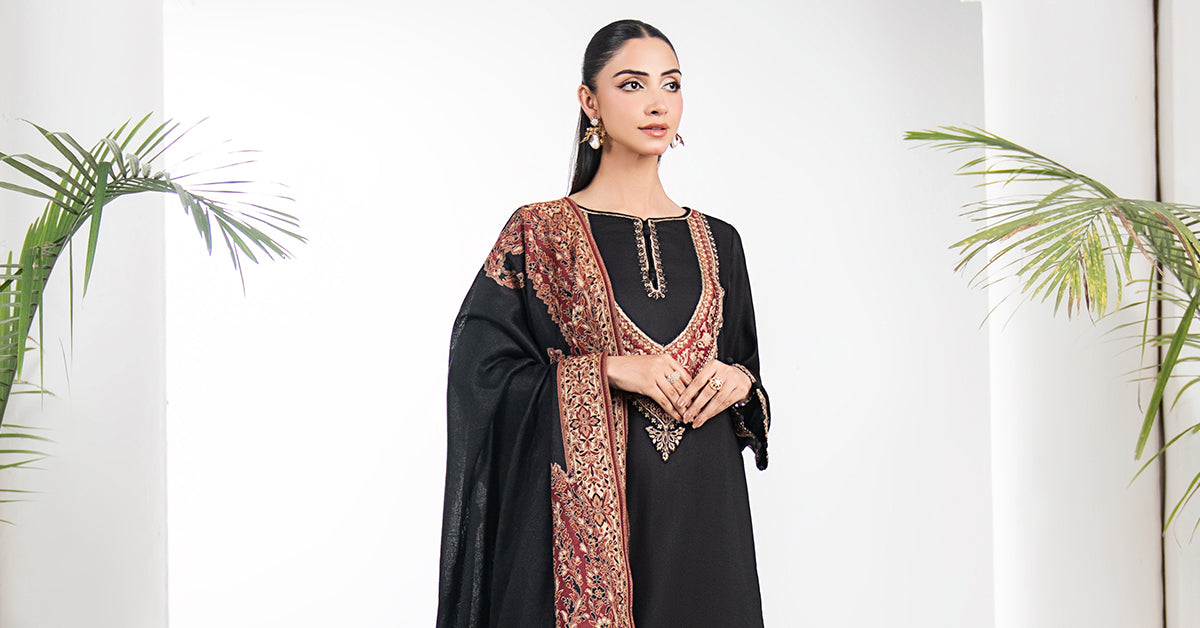 3 Piece Embroidered Linen Suit