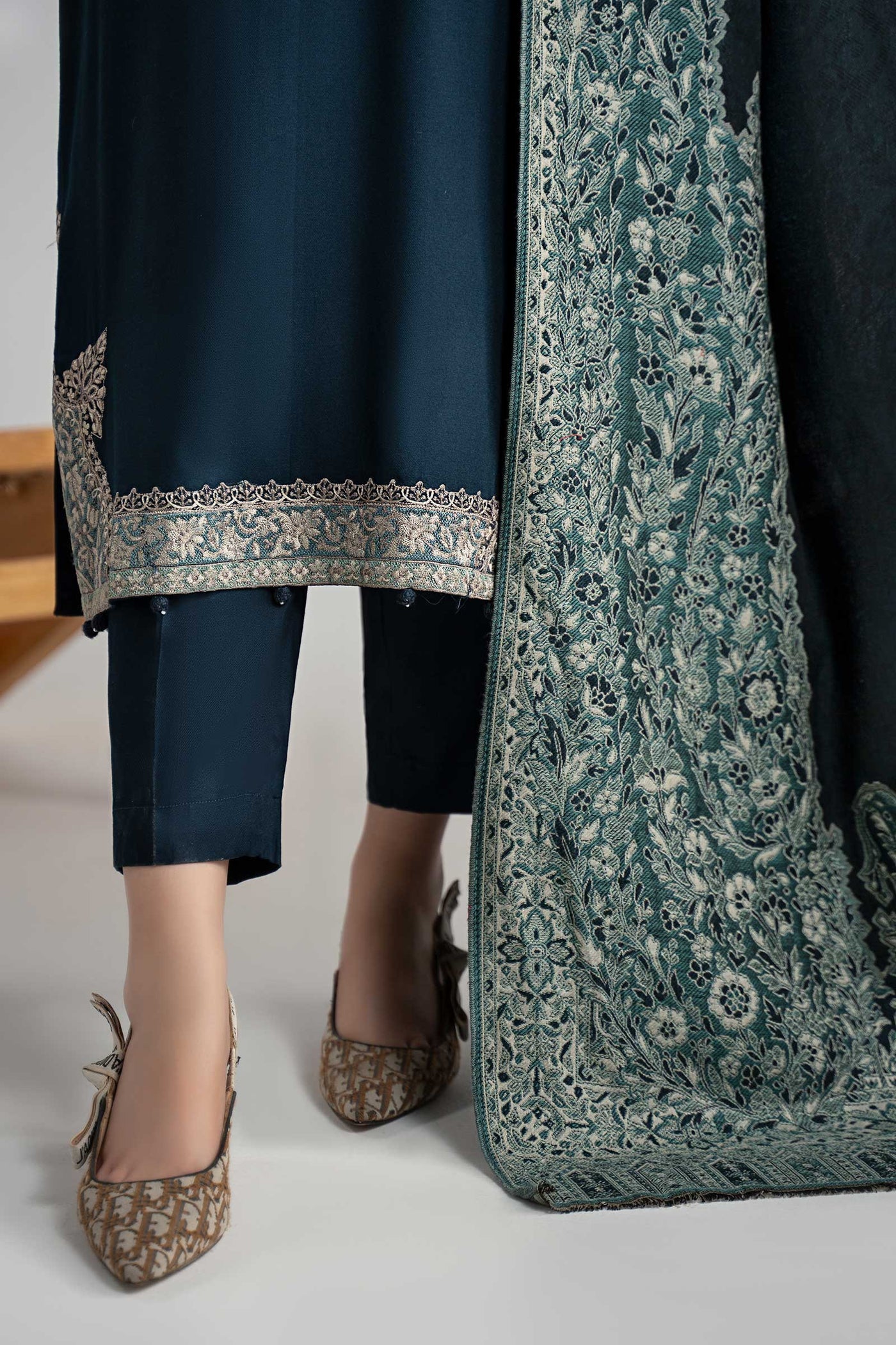3 Piece Embroidered Linen Suit