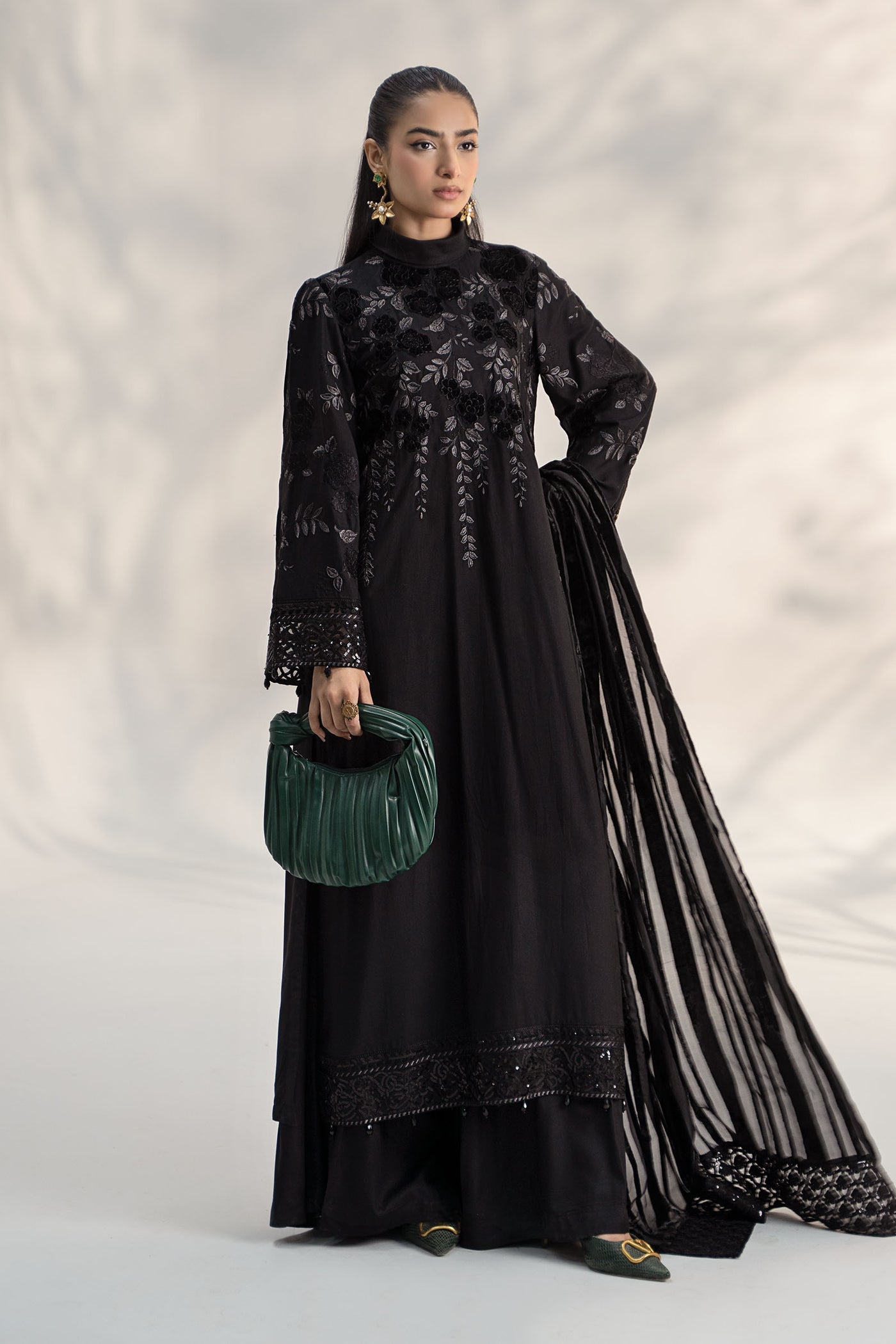 3 Piece Embroidered Linen Suit