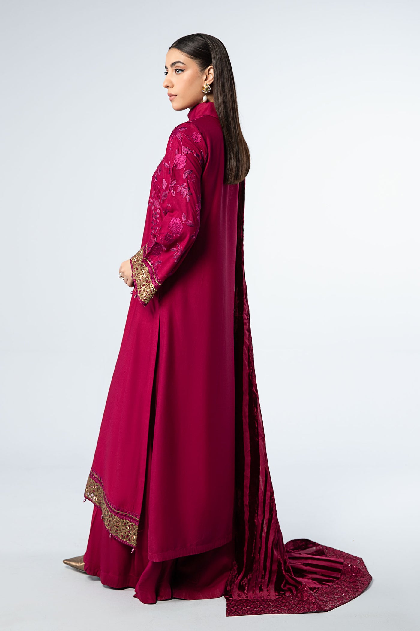 3 Piece Embroidered Linen Suit | DW-W24-103