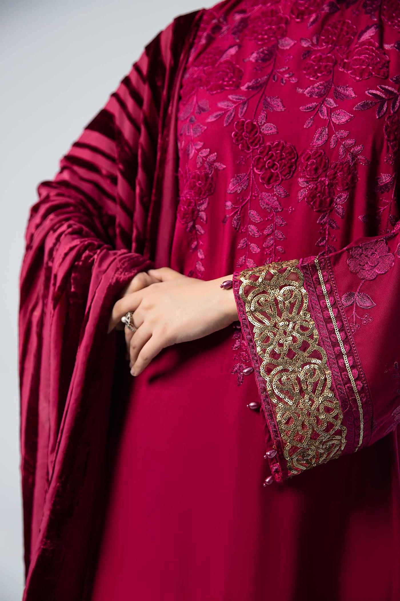 3 Piece Embroidered Linen Suit | DW-W24-103