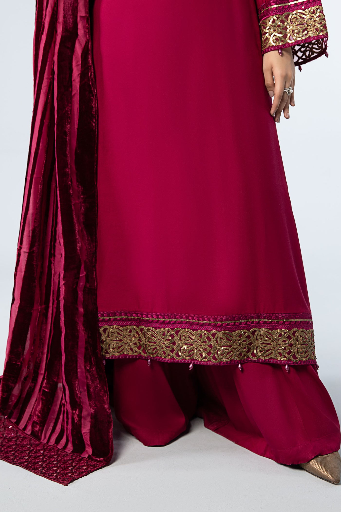 3 Piece Embroidered Linen Suit | DW-W24-103
