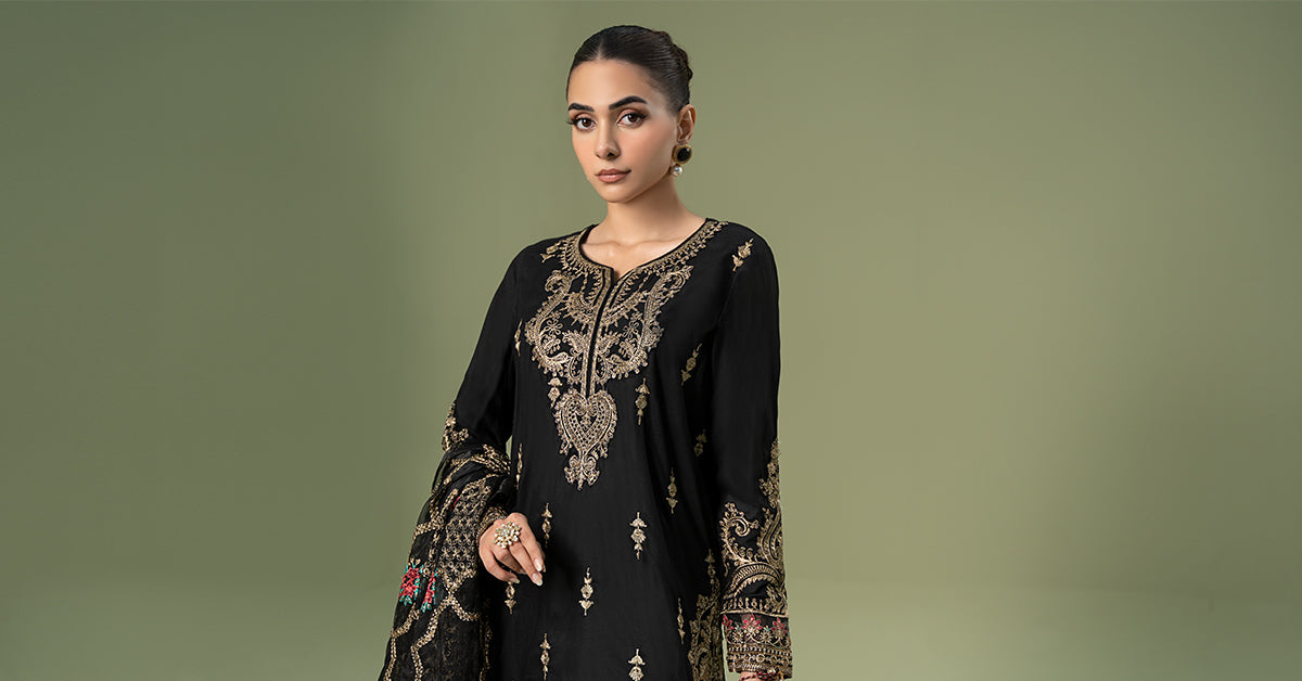 3 Piece Embroidered Linen Suit