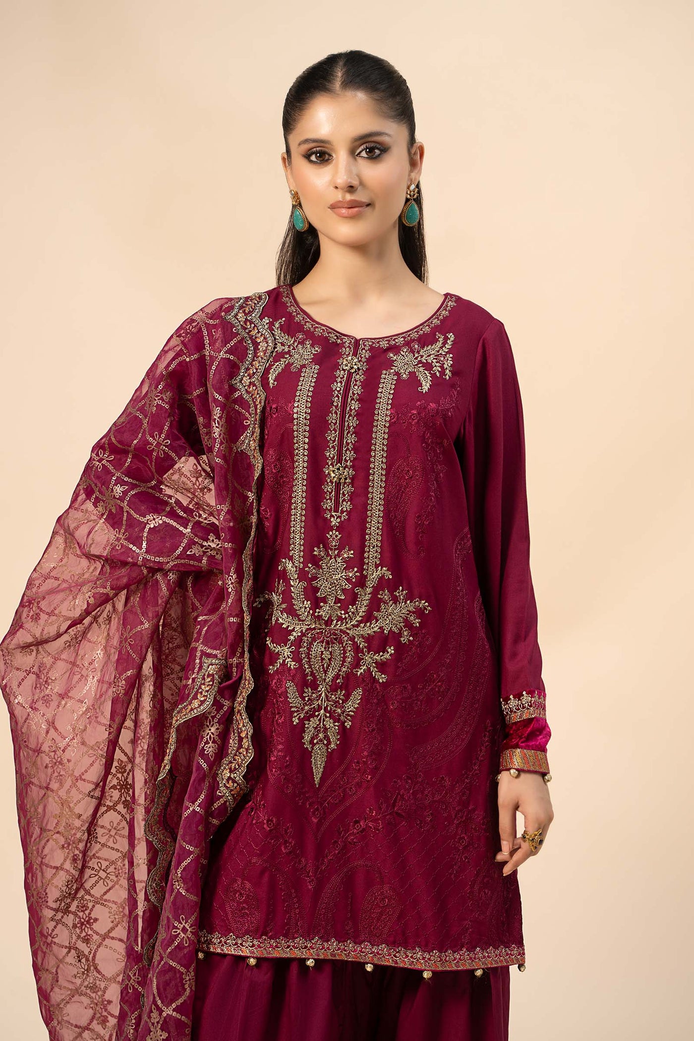 3 Piece Embroidered Linen Suit