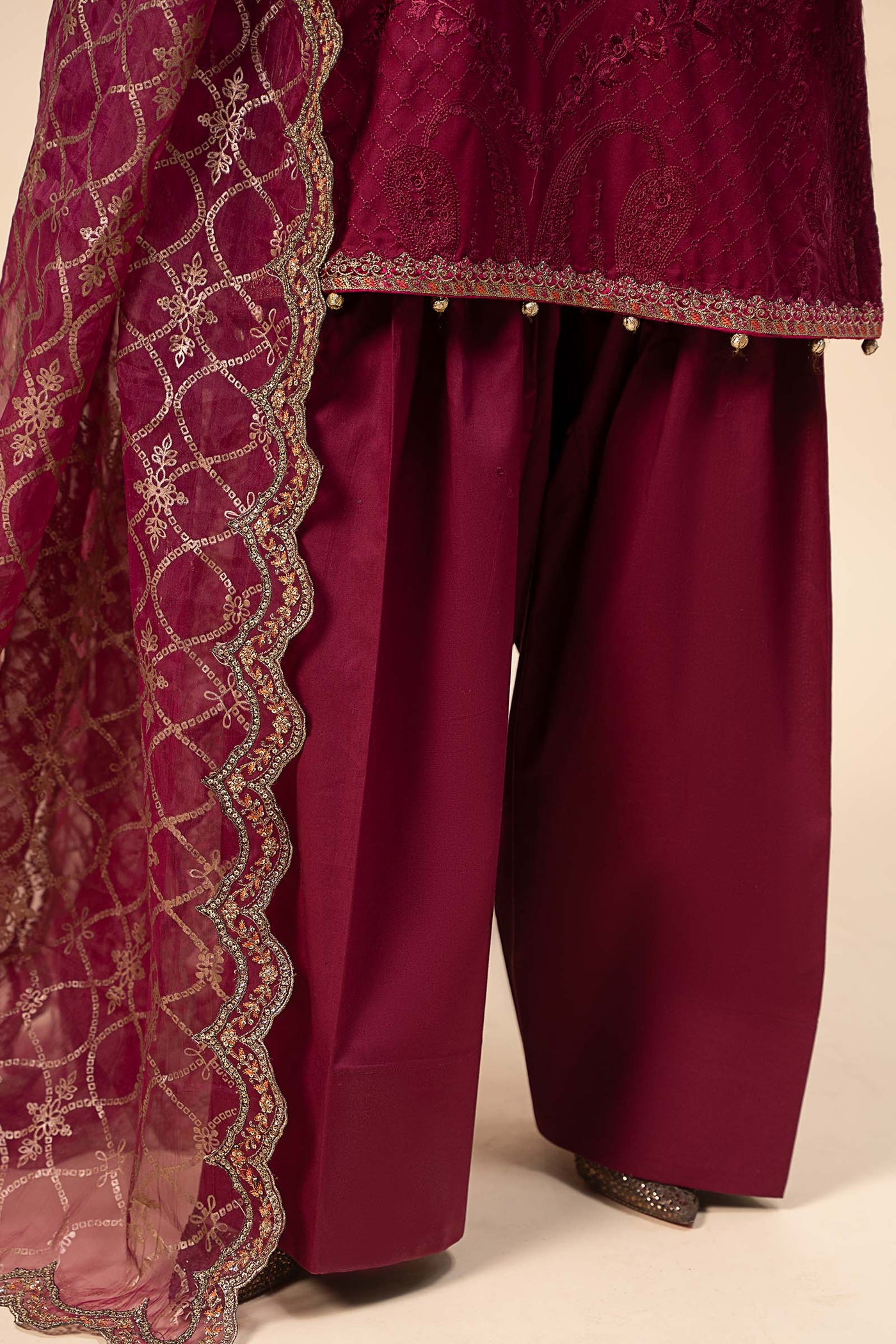 3 Piece Embroidered Linen Suit