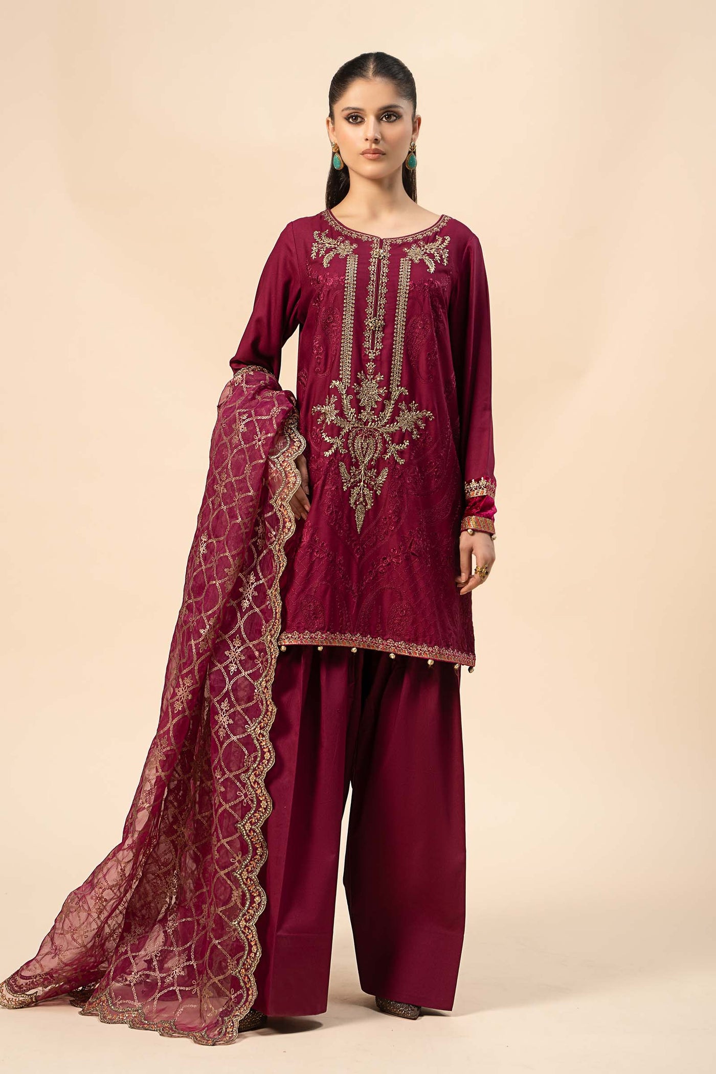 3 Piece Embroidered Linen Suit