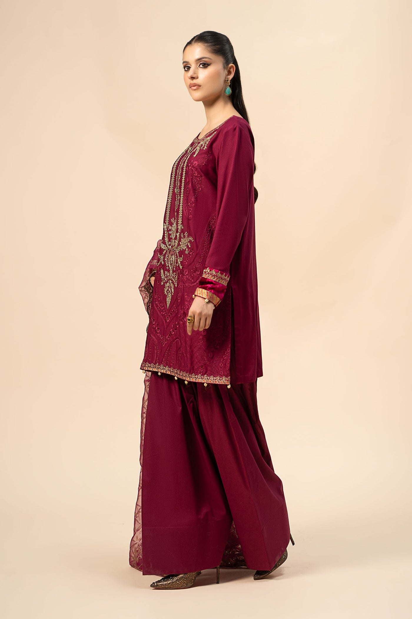 3 Piece Embroidered Linen Suit