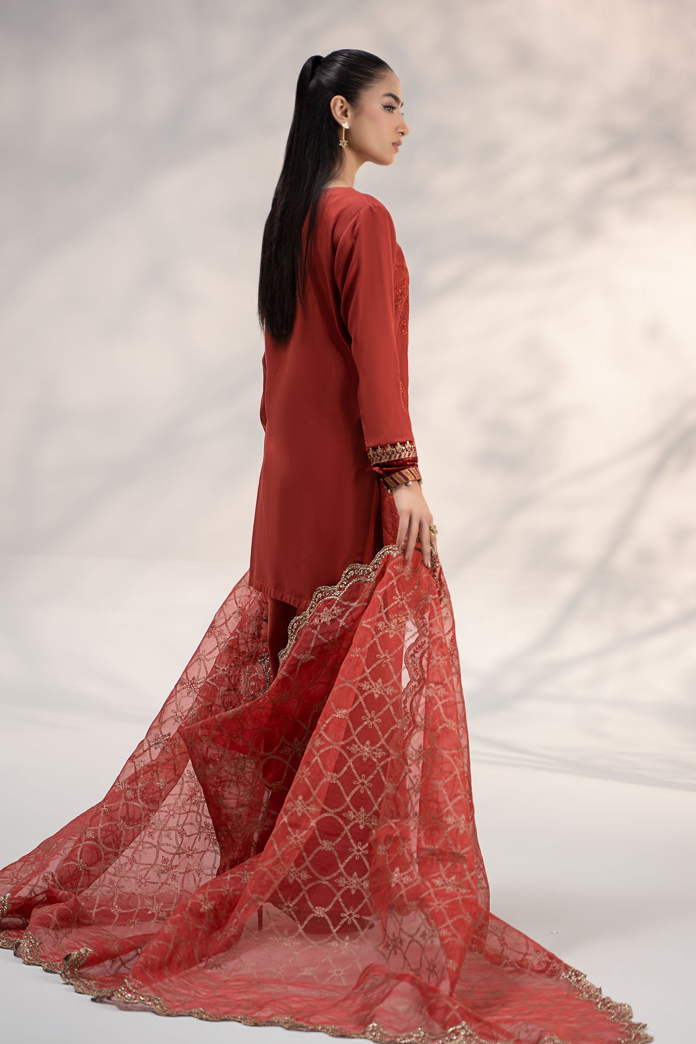 3 Piece Embroidered Linen Suit | DW-W24-106