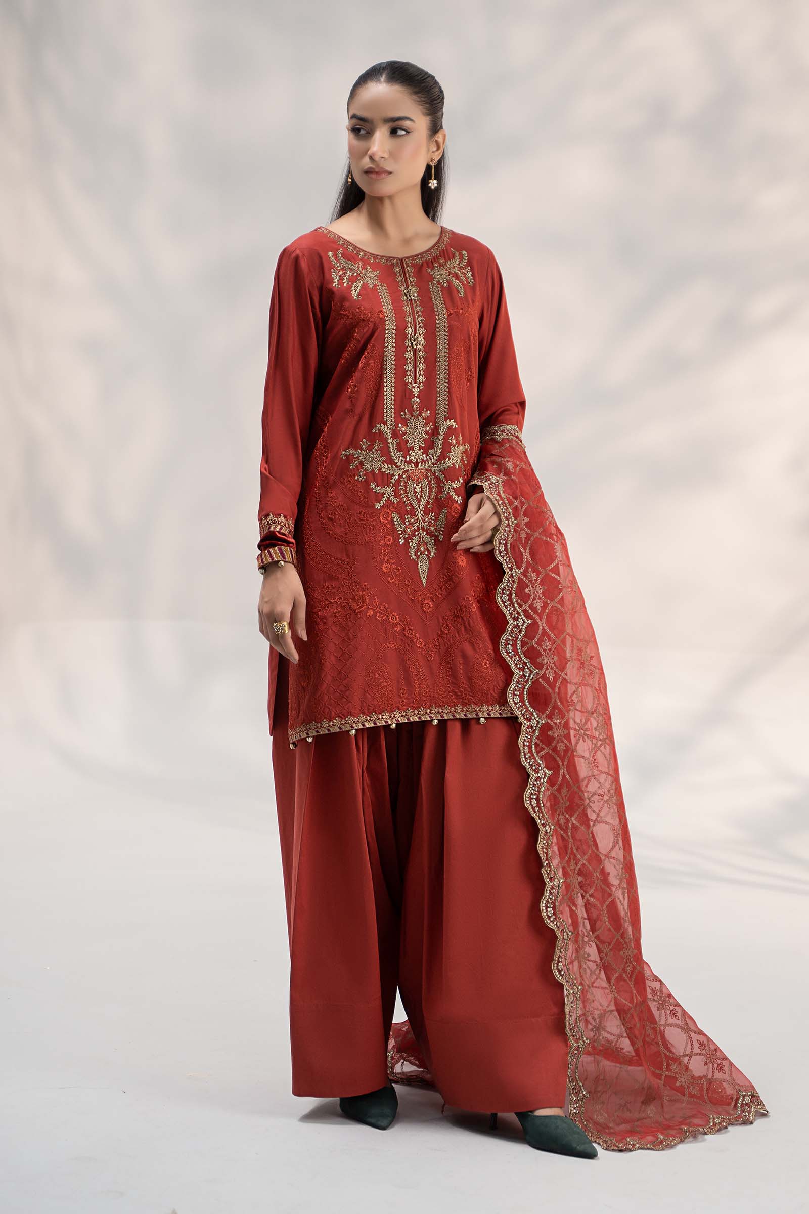 3 Piece Embroidered Linen Suit