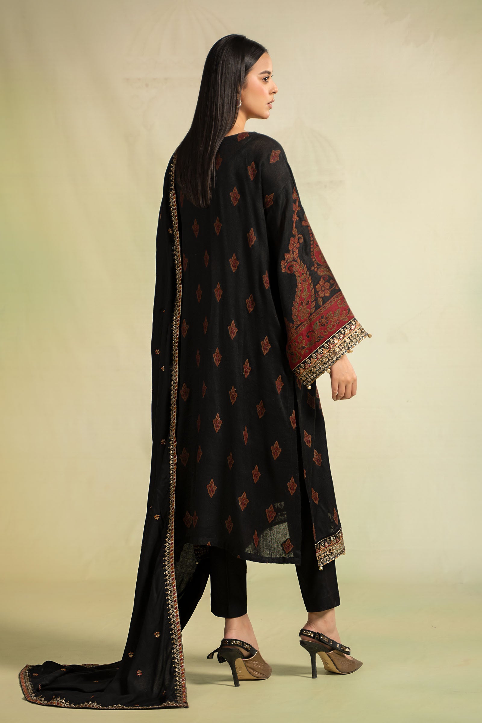 3 Piece Embroidered Woven Khadi Suit
