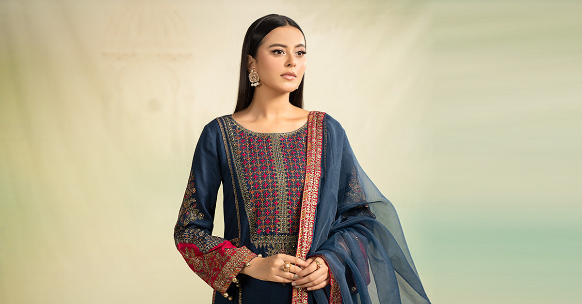 3 Piece Embroidered Linen Suit