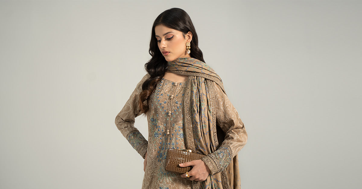 3 Piece Embroidered Khaddar Suit