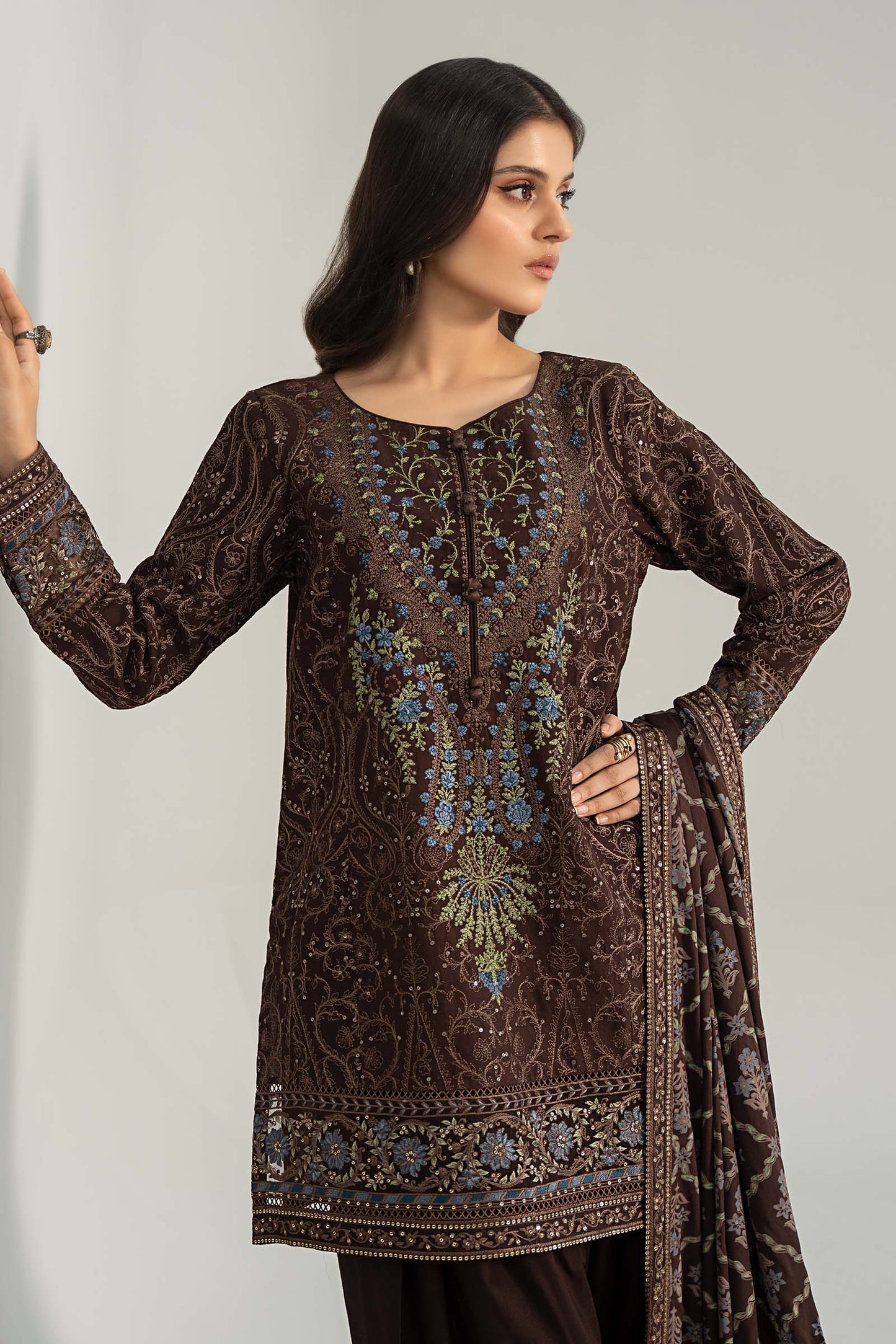 3 Piece Embroidered Khaddar Suit