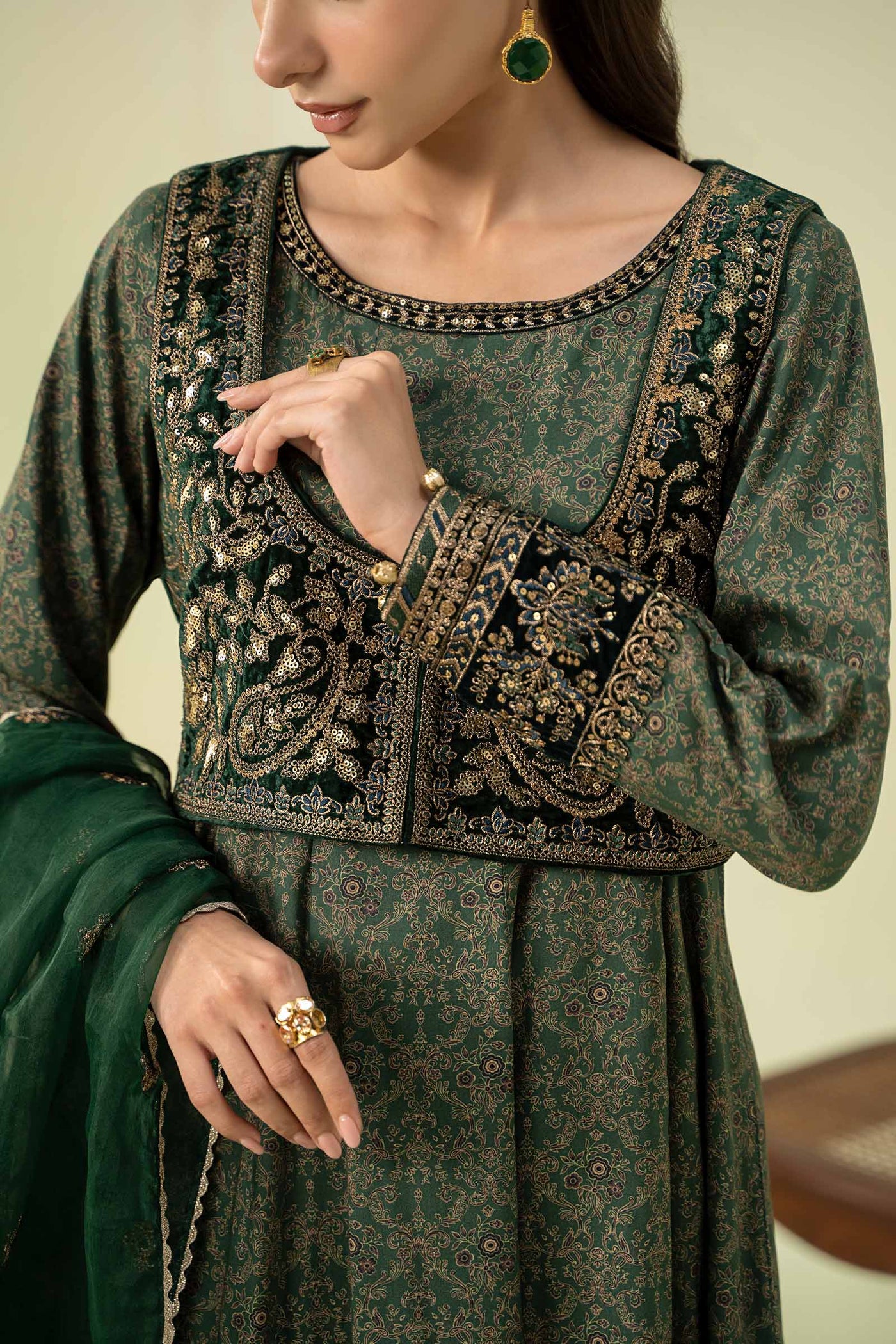 3 Piece Printed Linen Suit