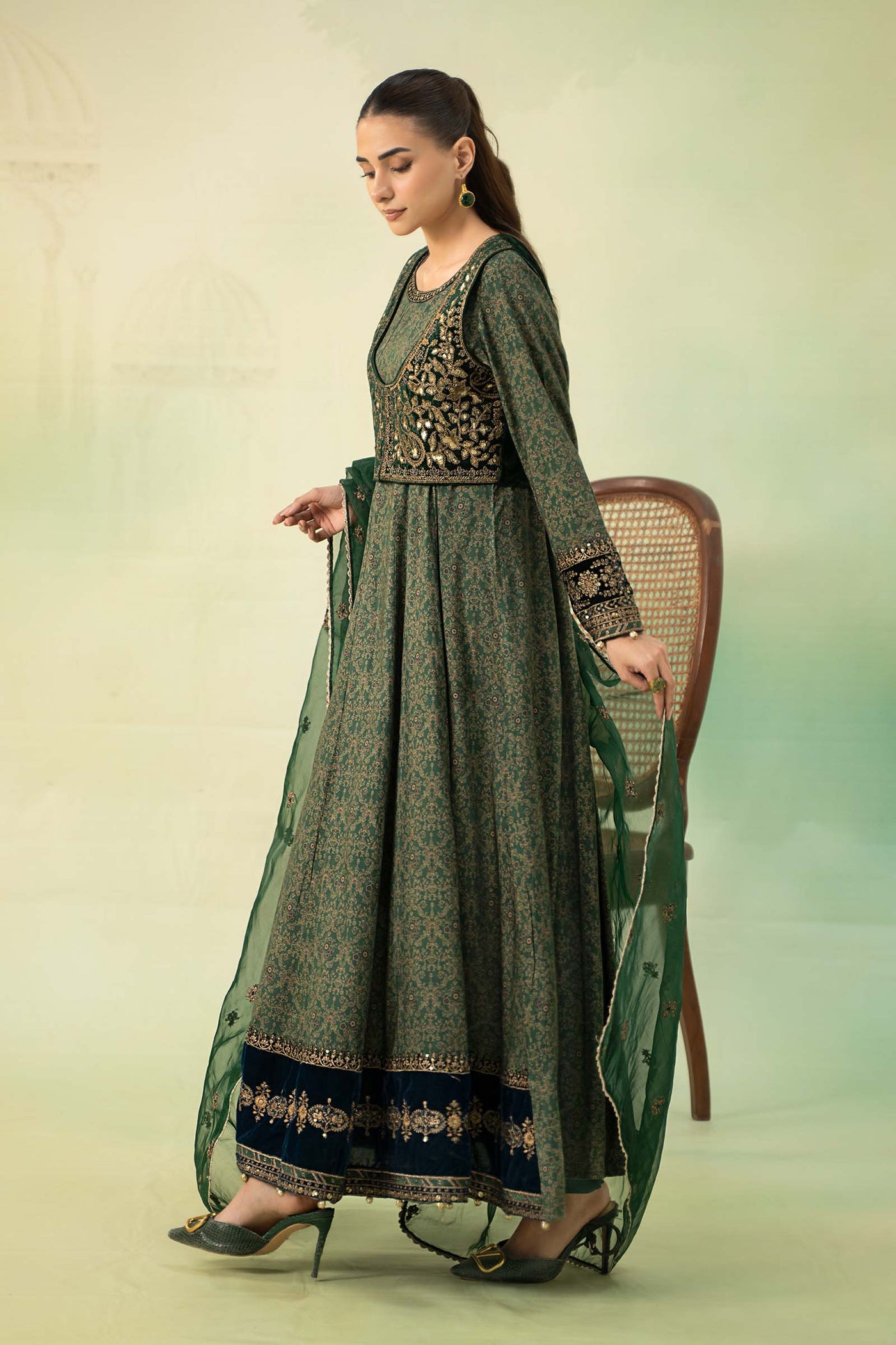 3 Piece Printed Linen Suit