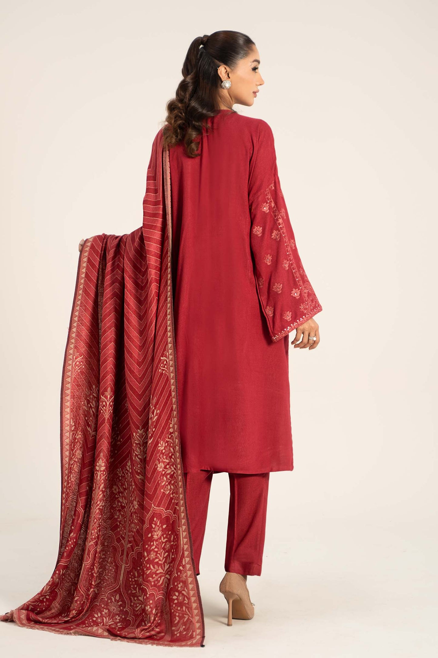 3 Piece Embroidered Pashmina Wool Suit
