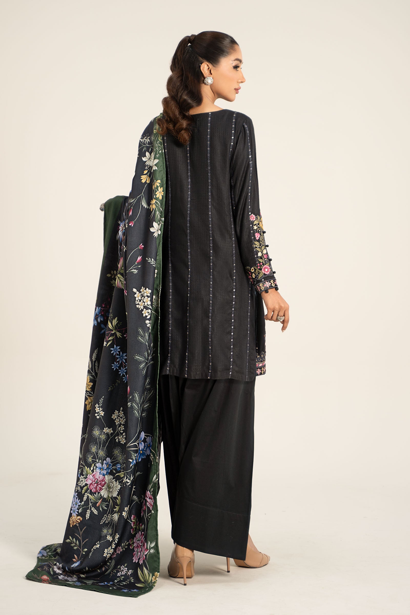 3 Piece Embroidered Linen Suit