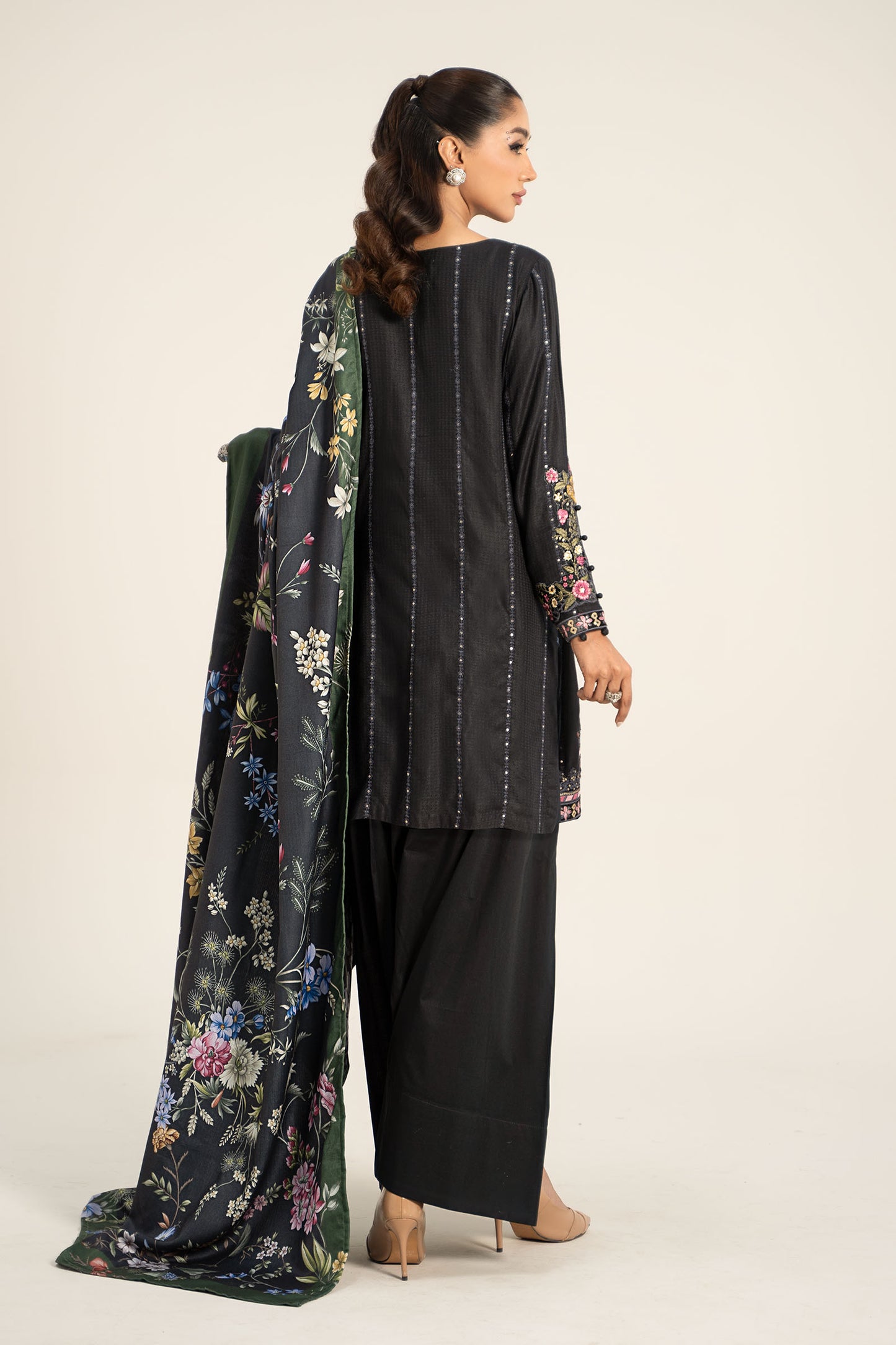 3 Piece Embroidered Linen Suit