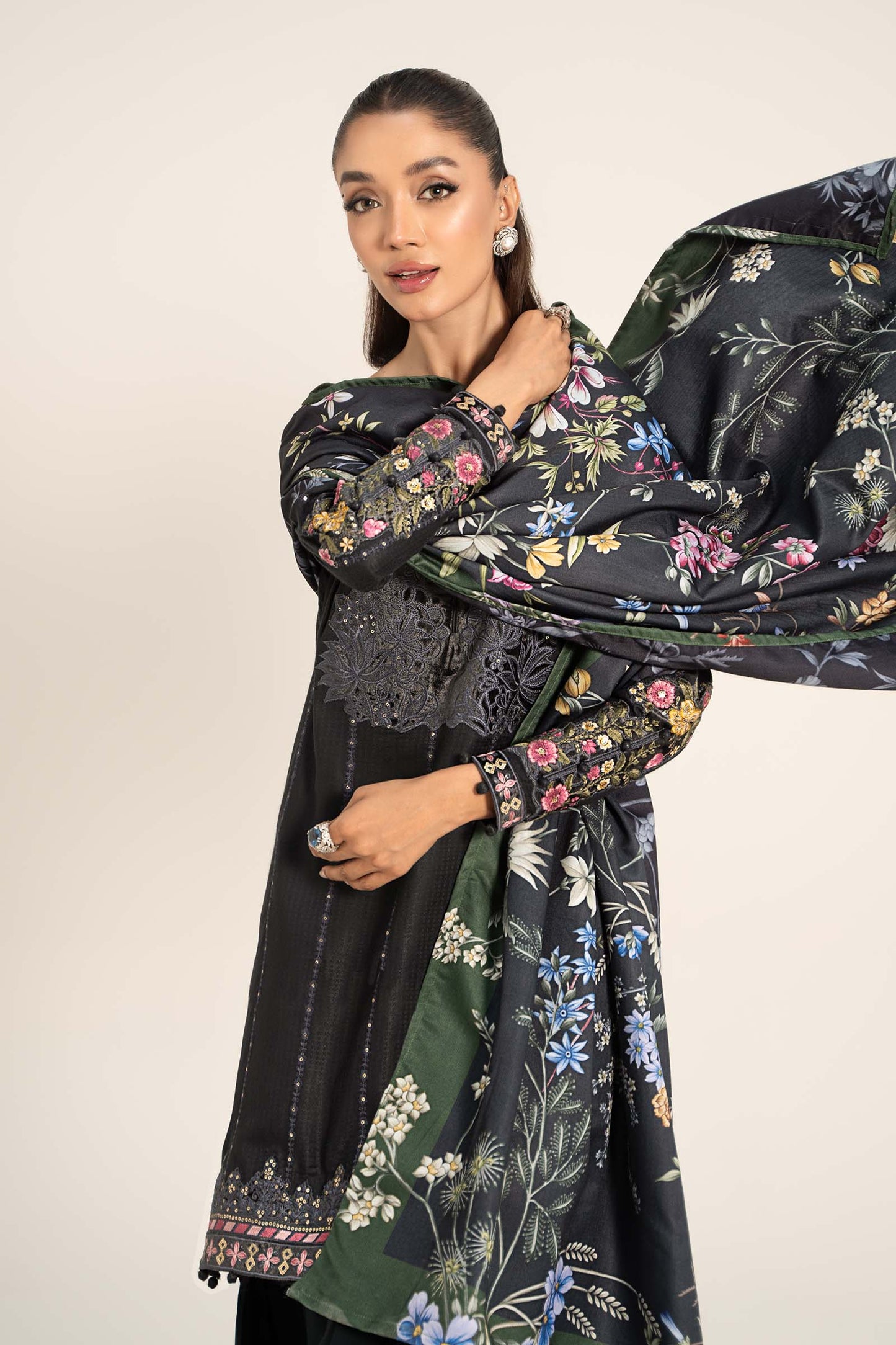 3 Piece Embroidered Linen Suit