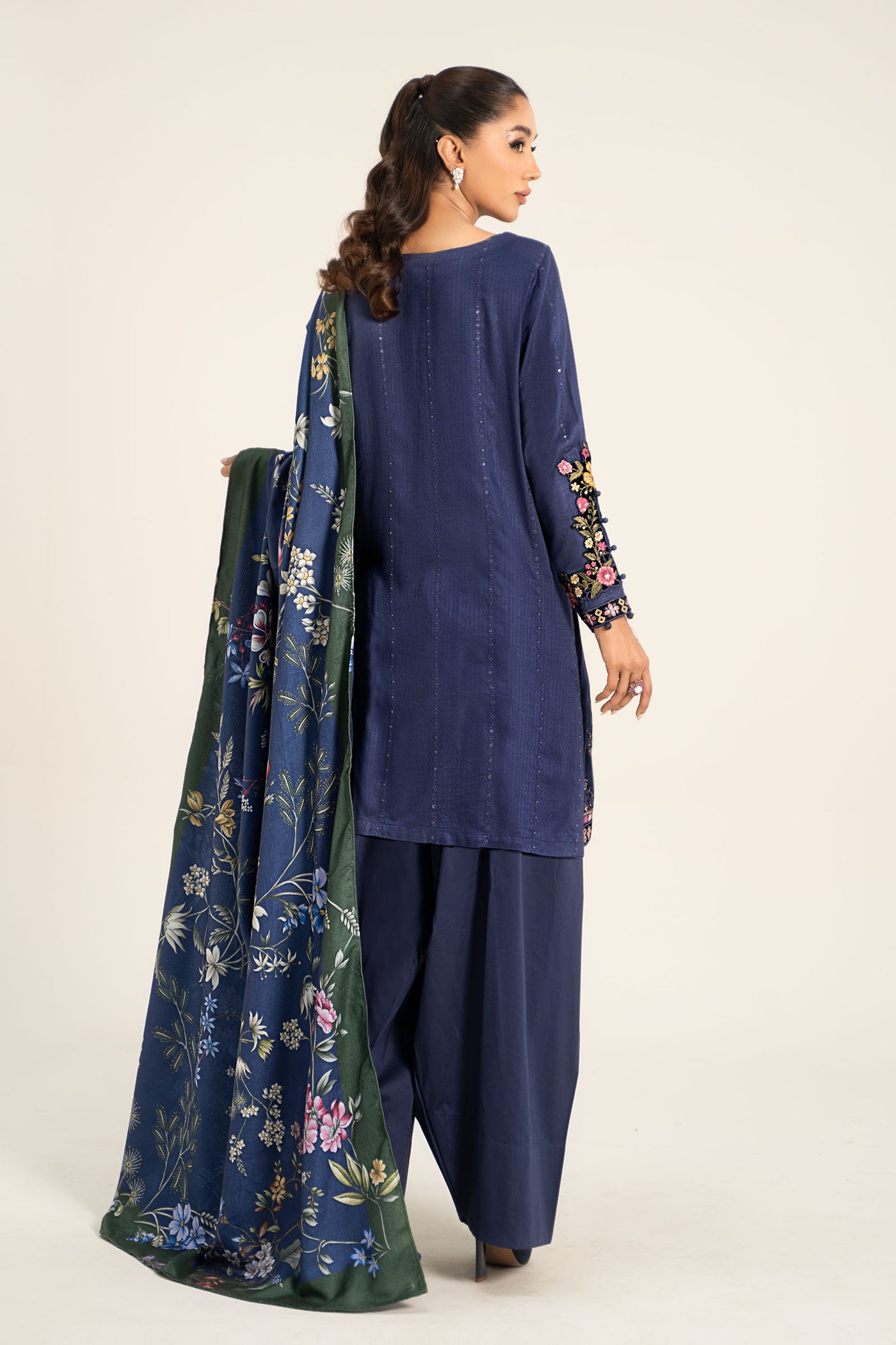 3 Piece Embroidered Linen Suit