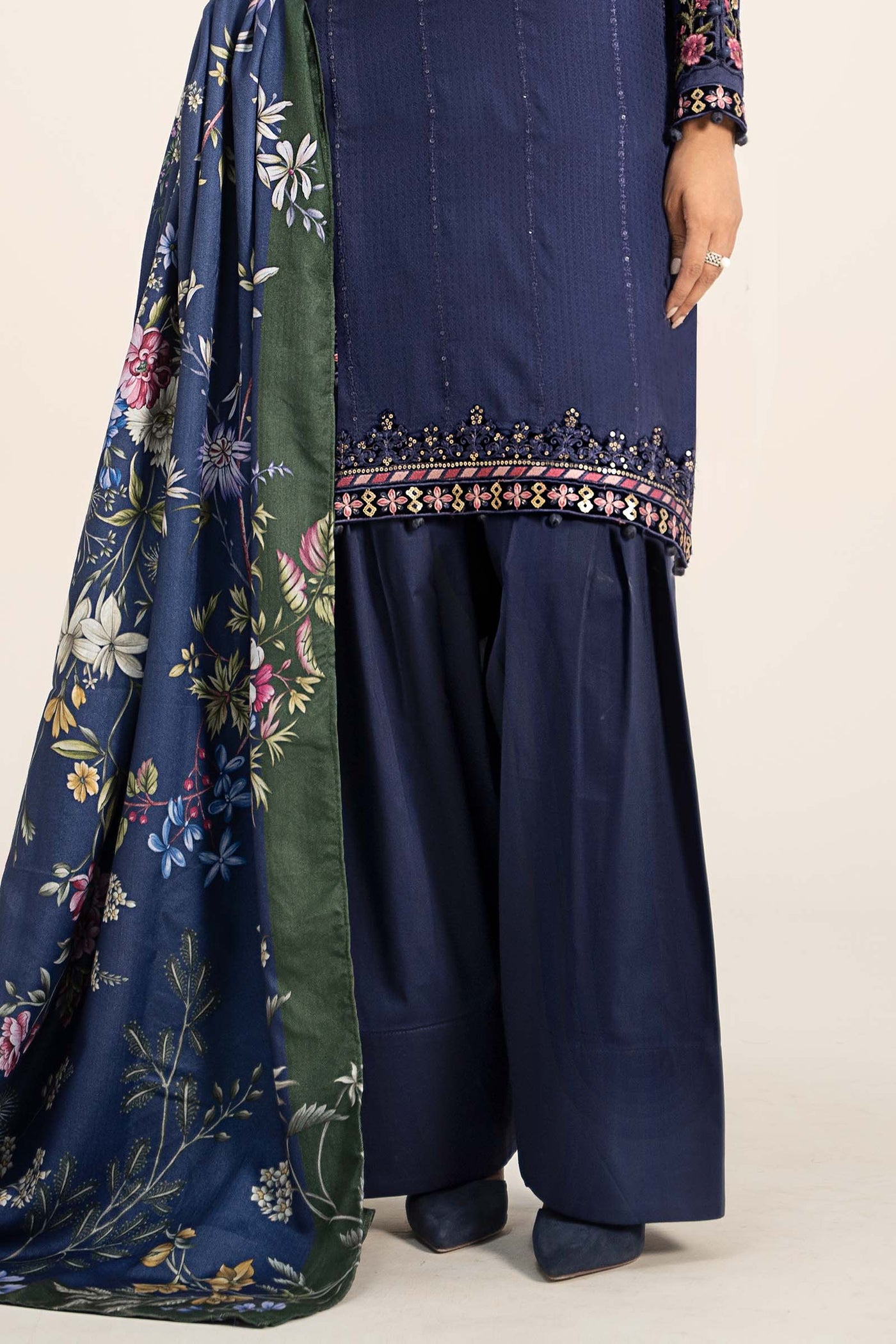 3 Piece Embroidered Linen Suit